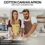 Canvas Work Apron for Artist Bartender Barista Carpenter Gardener Hairstylist, Cross Back Strap Adjustable for Men Women Apron with Large Pocket, Chef Apron for Kitchen Cooking Baking Grilling -Yello