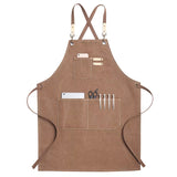 Kitchen Apron Heavy Duty Canvas Barber Work Aprons Unisex Cross Straps Adjustable Salon Hairdresser Bib PU Leather Apron for Men