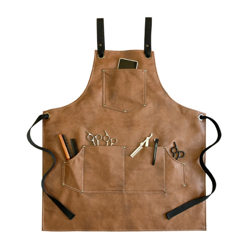 Thickened PU Waterproof And Oil Proof Barista Apron For Men And Women's Restaurants