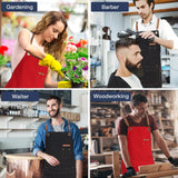 Chef Apron Artist Painting Gardening Work Apron Barista Bartender Barber Shop Apron, Cross Back Adjustable Strap Men Women Canvas Aprons with Large Pockets for Kitchen Cooking Baking Grilling – Red
