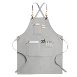 Kitchen Apron Heavy Duty Canvas Barber Work Aprons Unisex Cross Straps Adjustable Salon Hairdresser Bib PU Leather Apron for Men