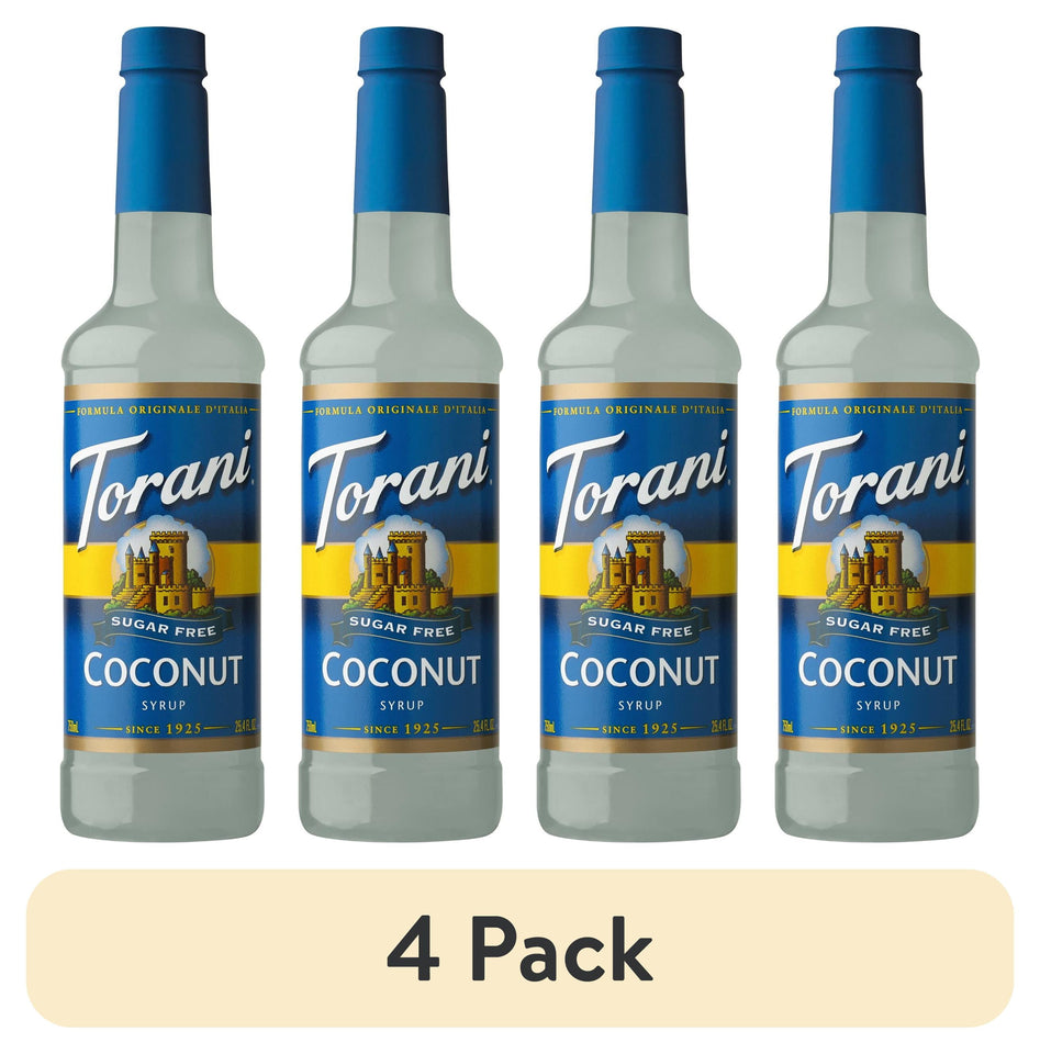 (4 Pack)  Sugar Free Coconut Flavoring Syrup, Drink Mix, Handcrafted Soda Flavoring, 25.4 Oz