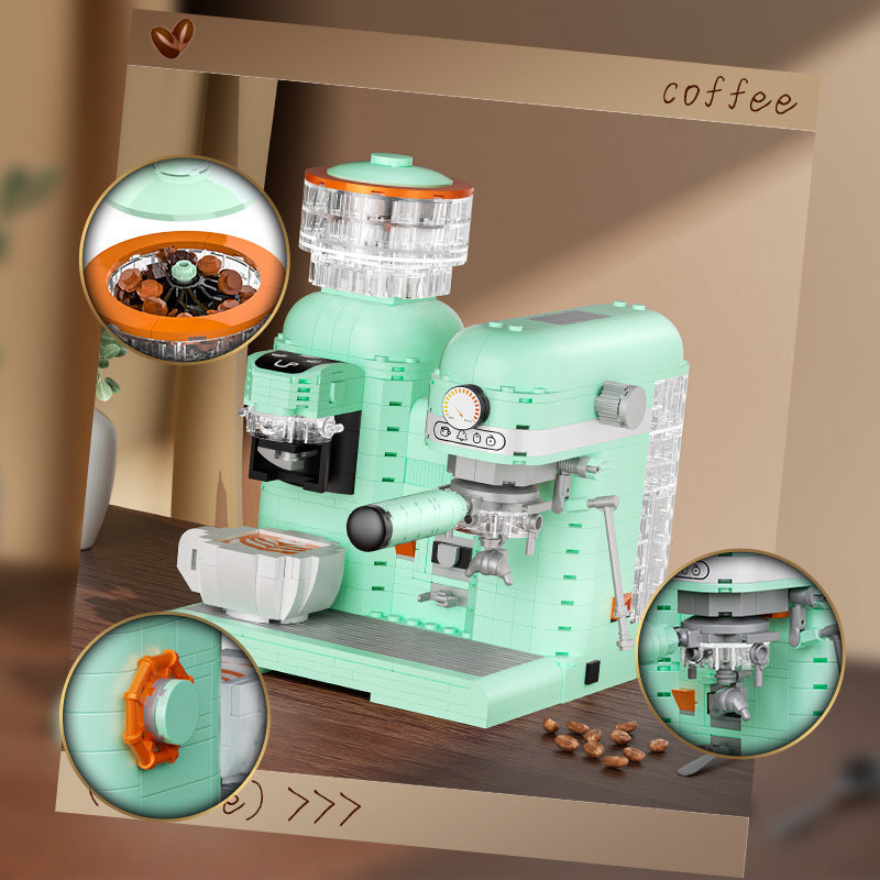 663008 Grinding Coffee Machine Building Block Model Ornaments Children's Assembled Toys