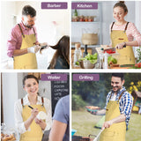 Canvas Work Apron for Artist Bartender Barista Carpenter Gardener Hairstylist, Cross Back Strap Adjustable for Men Women Apron with Large Pocket, Chef Apron for Kitchen Cooking Baking Grilling -Yello