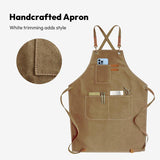 Cotton Cross Back Adjustable Apron [3Rd Generation], Cotton Canvas Cross Back Adjustable Apron with Pockets, M-XXL