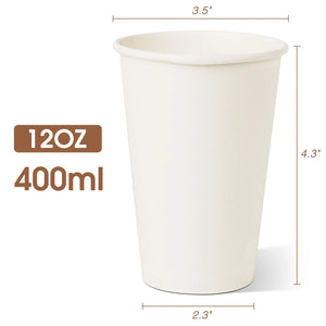 Paper Cups Disposable Hot Cups, 12 Oz 100 Count, White