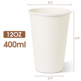 Paper Cups Disposable Hot Cups, 12 Oz 100 Count, White