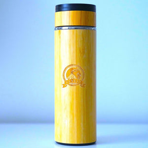 Vanuat BAMBOO CRAFT THERMOS Cup Double Wall Vacuum Coffee Tumbler Tea Mug Handle Insulated Stainless Steel Water Beverage Bottle Dispenser Slate Matte Para Café Collection (15.1 ounces)