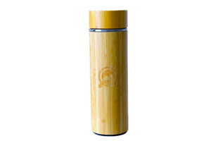 Vanuat BAMBOO CRAFT THERMOS Cup Double Wall Vacuum Coffee Tumbler Tea Mug Handle Insulated Stainless Steel Water Beverage Bottle Dispenser Slate Matte Para Café Collection (15.1 ounces)