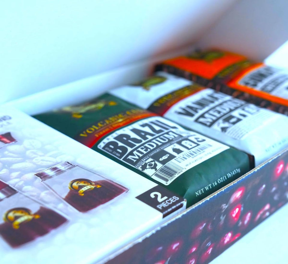 GIFTBOX MEDIUM ROAST Whole Bean COFFEE KIT SET Volcanic Organic Cult Vanuat Supreme Finest Artisan Beans for Drip Coffee Cold Brew Espresso French Press   (32 ounces, Vanuatu+Brazil+Grind)