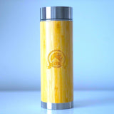 Vanuat BAMBOO CRAFT THERMOS Cup Double Wall Vacuum Coffee Tumbler Tea Mug Handle Insulated Stainless Steel Water Beverage Bottle Dispenser Slate Matte Para Café Collection (15.1 ounces)