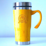 Vanuat BAMBOO CRAFT THERMOS Cup Double Wall Vacuum Coffee Tumbler Tea Mug Handle Insulated Stainless Steel Water Beverage Bottle Dispenser Slate Matte Para Café Collection (15.1 ounces)