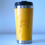 Vanuat BAMBOO CRAFT THERMOS Cup Double Wall Vacuum Coffee Tumbler Tea Mug Handle Insulated Stainless Steel Water Beverage Bottle Dispenser Slate Matte Para Café Collection (15.1 ounces)