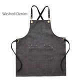 Kitchen Apron Heavy Duty Canvas Barber Work Aprons Unisex Cross Straps Adjustable Salon Hairdresser Bib PU Leather Apron for Men