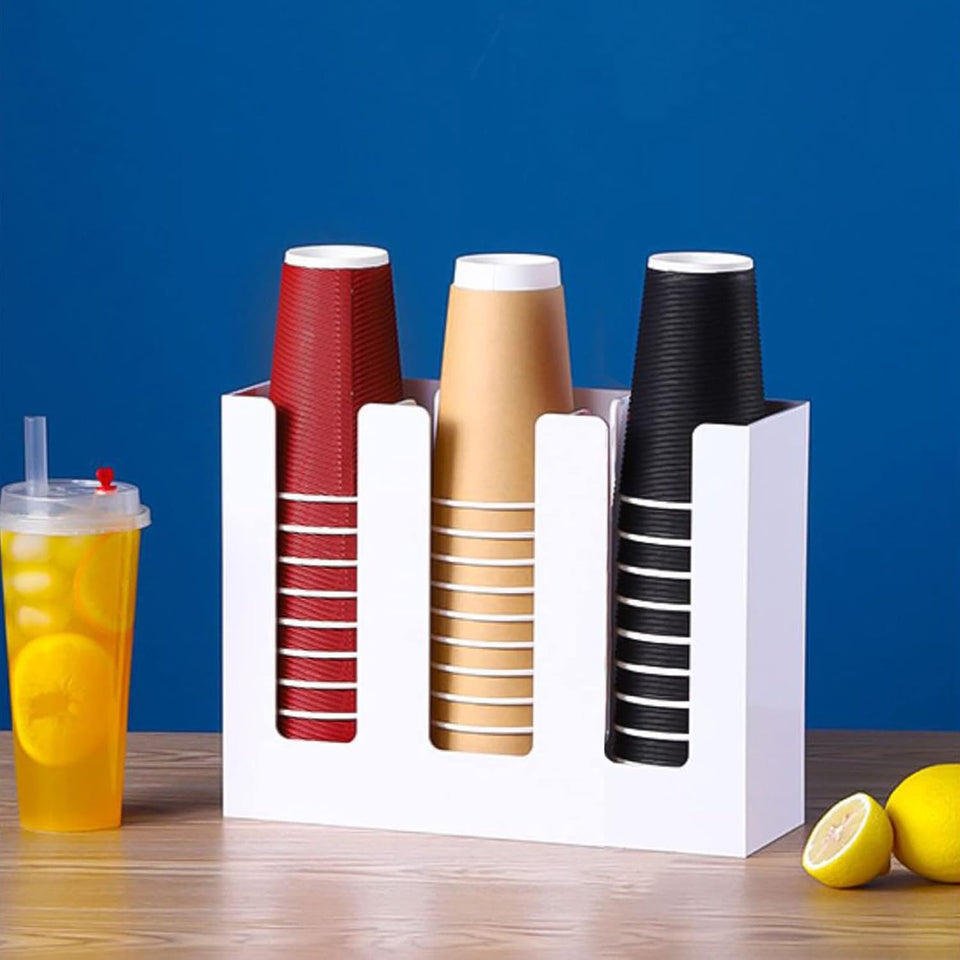 Disposable Paper Cup Dispenser, Acrylic Coffee Cup and Lid Storage Organizer Hol