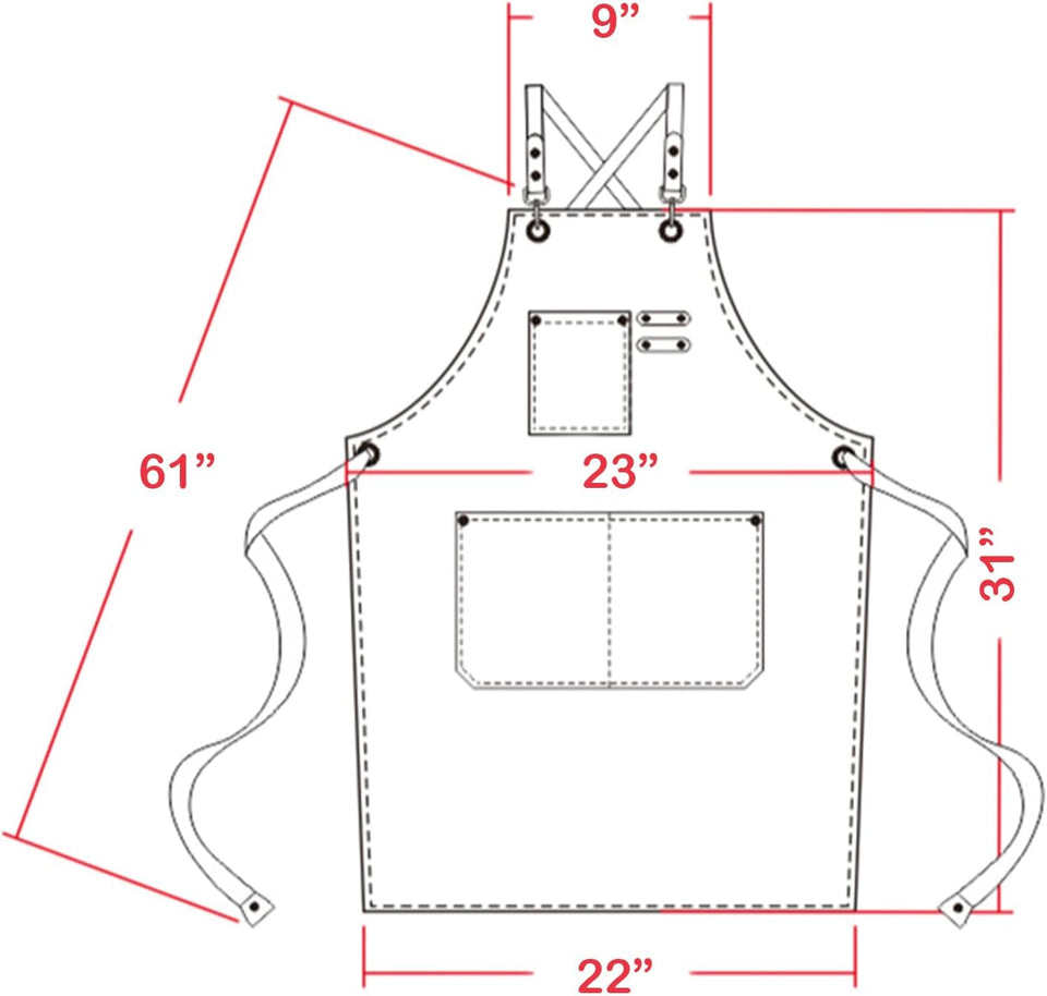 Cotton Cross Back Adjustable Apron [3Rd Generation], Cotton Canvas Cross Back Adjustable Apron with Pockets, M-XXL