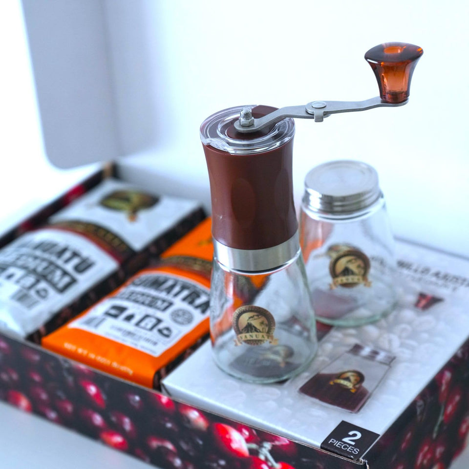GIFTBOX MEDIUM ROAST Whole Bean COFFEE KIT SET Volcanic Organic Cult Vanuat Supreme Finest Artisan Beans for Drip Coffee Cold Brew Espresso French Press   (32 ounces, Vanuatu+Brazil+Grind)