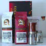 GIFTBOX MEDIUM ROAST Whole Bean COFFEE KIT SET Volcanic Organic Cult Vanuat Supreme Finest Artisan Beans for Drip Coffee Cold Brew Espresso French Press   (32 ounces, Vanuatu+Brazil+Grind)