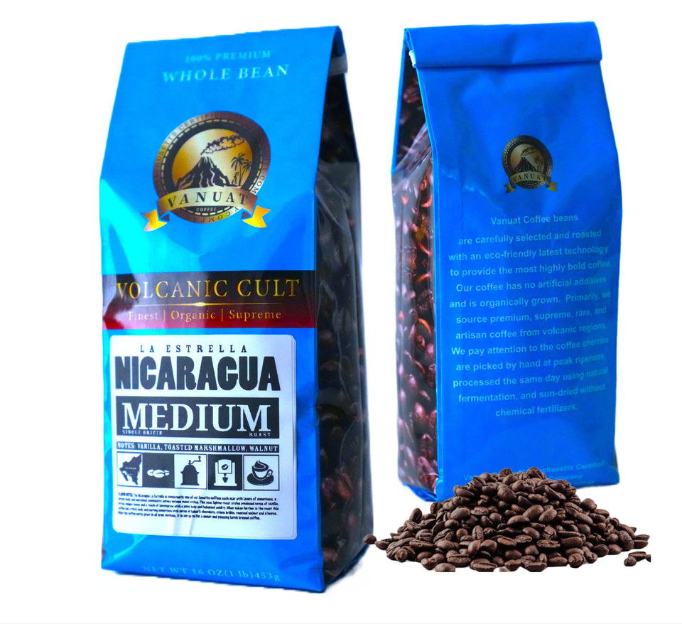 MEDIUM ROAST 16OZ Whole Bean Coffee Volcanic Organic Supreme Finest Artisan Beans for Drip Coffee Cold Brew Espresso French Press Turkish Brew etc (Brazil, 16oz, Medium)