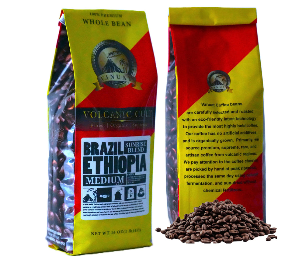 MEDIUM ROAST 16OZ Whole Bean Coffee Volcanic Organic Supreme Finest Artisan Beans for Drip Coffee Cold Brew Espresso French Press Turkish Brew etc (Brazil, 16oz, Medium)