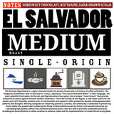 MEDIUM ROAST, Whole Bean Coffee, Organic Fresh Artisan Premium Beans (1 Pound, 16OZ, EL SALVADOR)