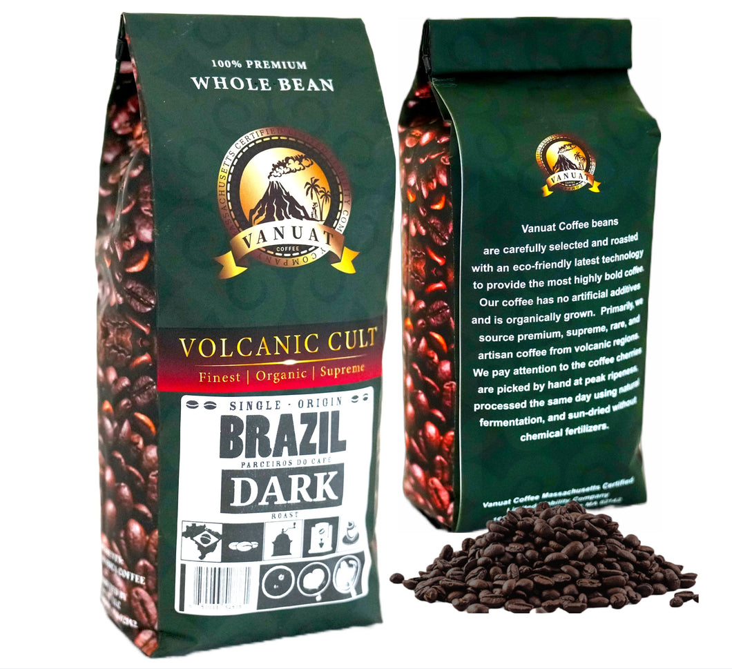DARK ROAST VANUAT Dailiesdeals Organic Supreme Finest Artisan COFFEE Whole Bean Beans for Drip Coffee Cold Brew Espresso French Press Turkish Brew etc (Brazil, 16oz | Dark Roast)
