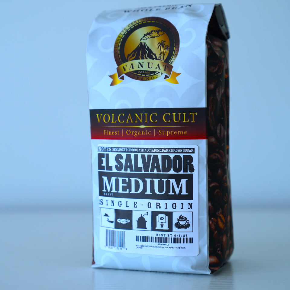 MEDIUM ROAST, Whole Bean Coffee, Organic Fresh Artisan Premium Beans (1 Pound, 16OZ, EL SALVADOR)