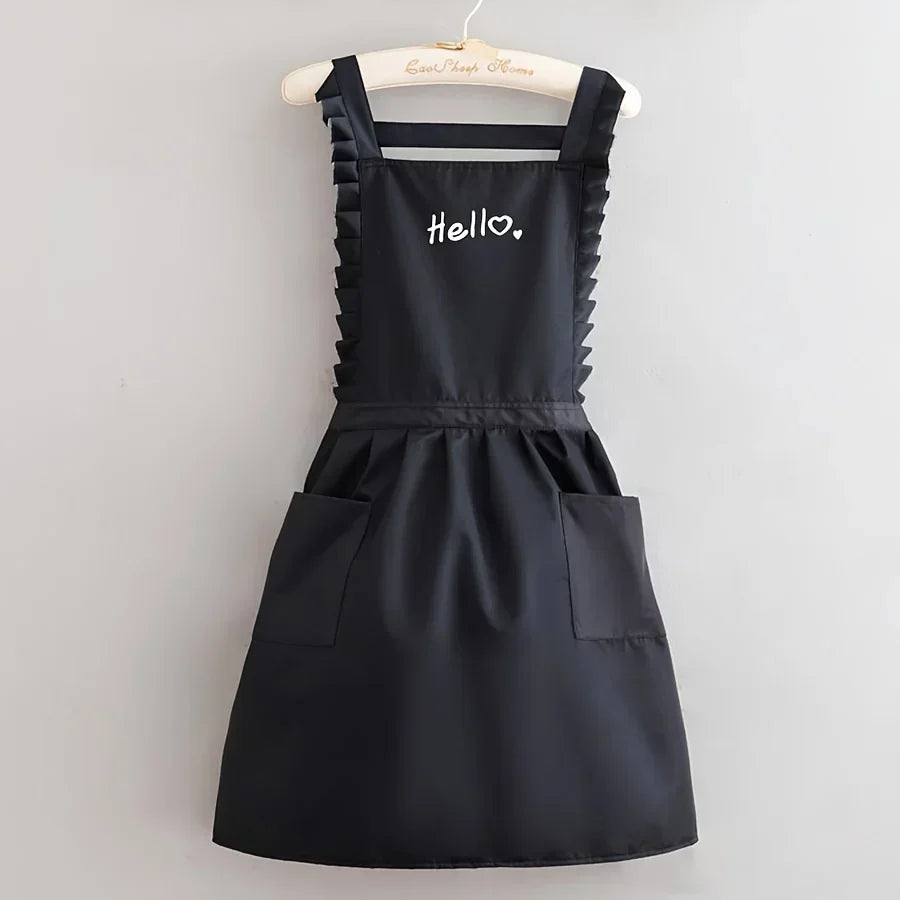Princess Style Apron, Waterproof Floral Restaurant Barista Work Uniform Apron, Suitable for Restaurants/Hotels/Gardening