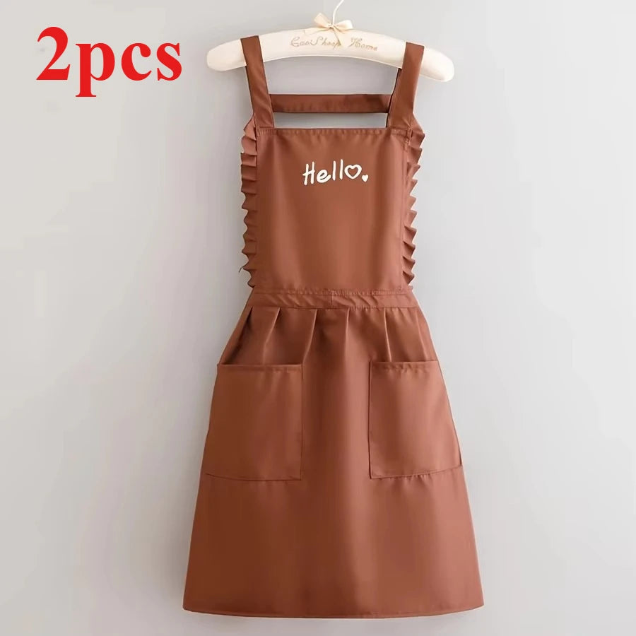 Princess Style Apron, Waterproof Floral Restaurant Barista Work Uniform Apron, Suitable for Restaurants/Hotels/Gardening