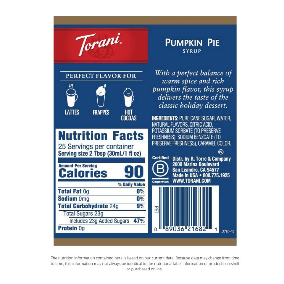 Syrup, Pumpkin Pie, 25.4 Ounces (Pack of 4)