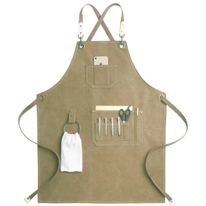Kitchen Apron Heavy Duty Canvas Barber Work Aprons Unisex Cross Straps Adjustable Salon Hairdresser Bib PU Leather Apron for Men