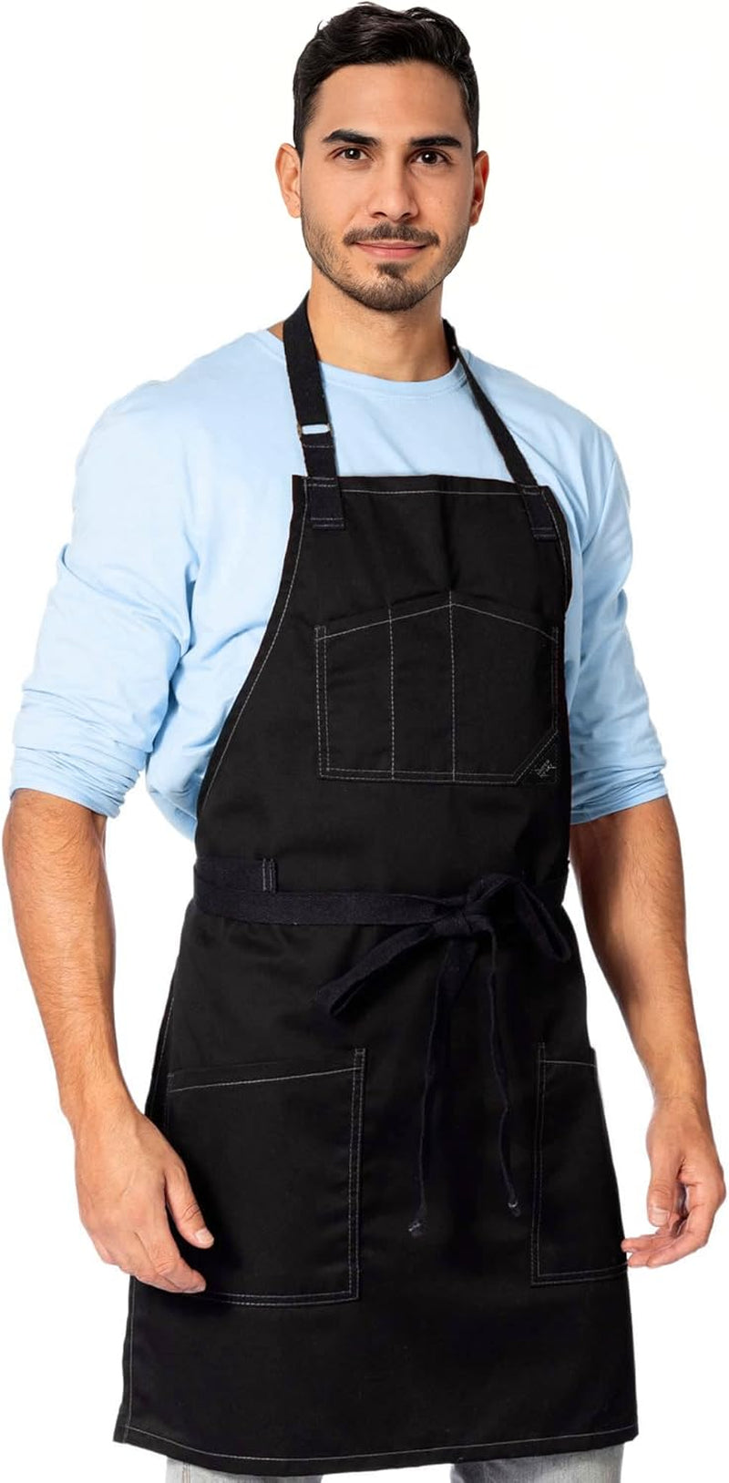 Chef Apron – Professional Black Twill – Cotton Straps - Smart Pockets - Adjustable for Men and Women – Pro Chef, Cook, Kitchen, Baker, Barista, Bartender, Server Aprons