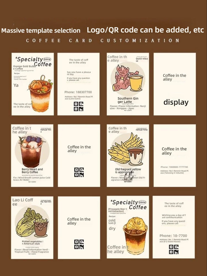 Coffee card customized hand brewed special flavor introduction bean card beverage store product after-sales promotion small card