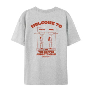 Coffee Addicts Club Graphic T-Shirt for Women Retro Streetwear Barista Tee Unisex Hippie Style Funny Coffee Lover Top