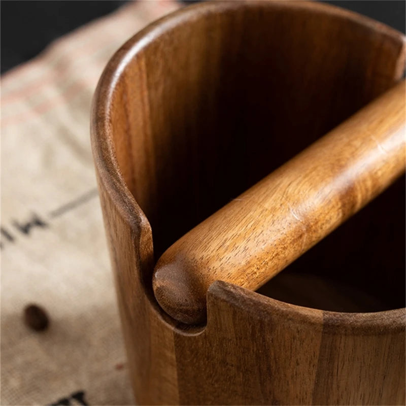 Wooden-Coffee   Box Wood Shock-Absorbent Espresso  Box for Barista Coffee Grind Dump Waste Bin Durable Dropship