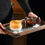 Bincoo 250ml Milk Coffee Cup with Walnut Handle, Transparent Glass Cup, Italian Espresso Latte Cup, Breakfast Oatmeal  cup