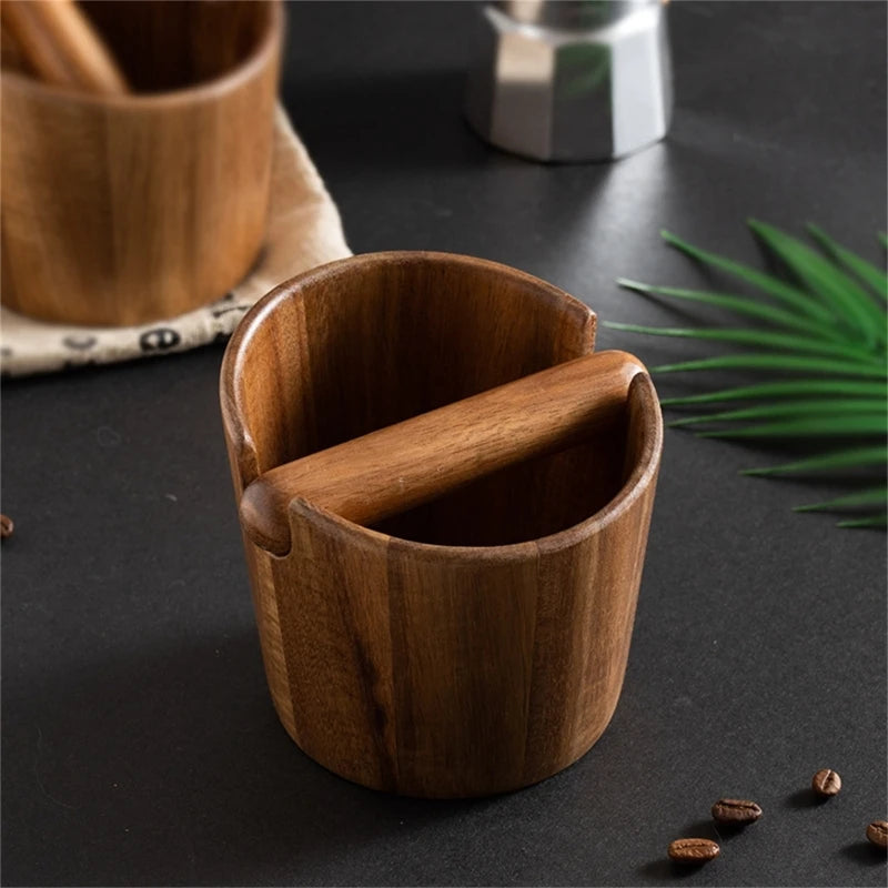 Wooden-Coffee   Box Wood Shock-Absorbent Espresso  Box for Barista Coffee Grind Dump Waste Bin Durable Dropship