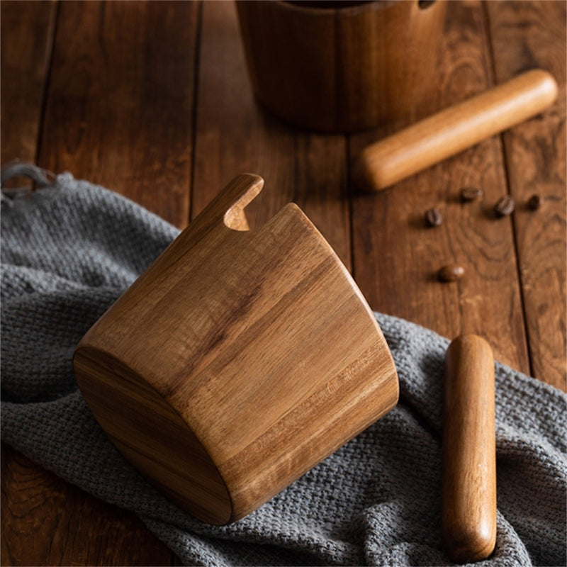 Wooden-Coffee   Box Wood Shock-Absorbent Espresso  Box for Barista Coffee Grind Dump Waste Bin Durable Dropship