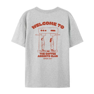 Coffee Addicts Club Graphic T-Shirt for Women Retro Streetwear Barista Tee Unisex Hippie Style Funny Coffee Lover Top