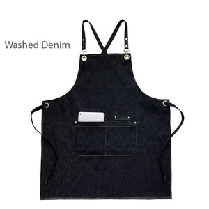 Kitchen Apron Heavy Duty Canvas Barber Work Aprons Unisex Cross Straps Adjustable Salon Hairdresser Bib PU Leather Apron for Men