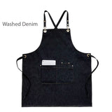 Kitchen Apron Heavy Duty Canvas Barber Work Aprons Unisex Cross Straps Adjustable Salon Hairdresser Bib PU Leather Apron for Men