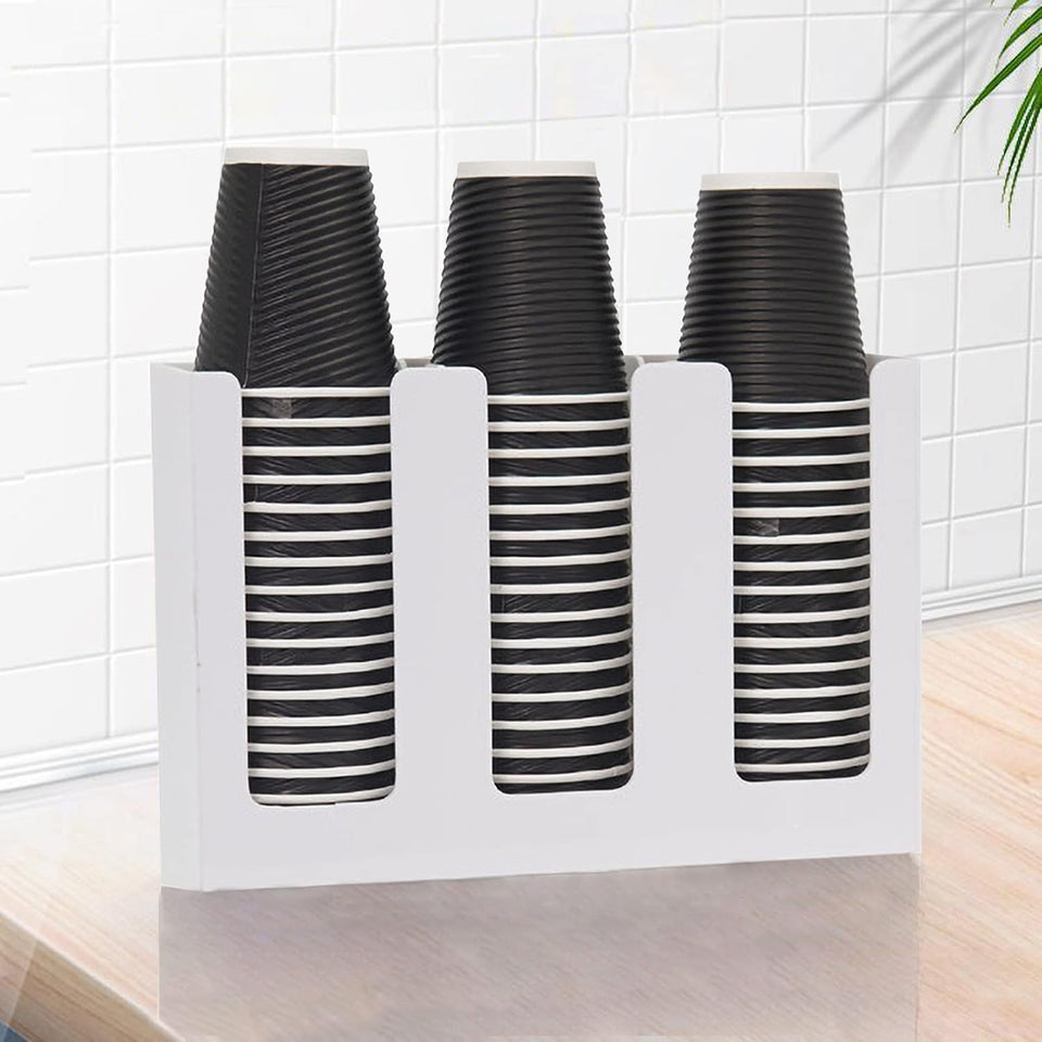 Disposable Paper Cup Dispenser, Acrylic Coffee Cup and Lid Storage Organizer Hol