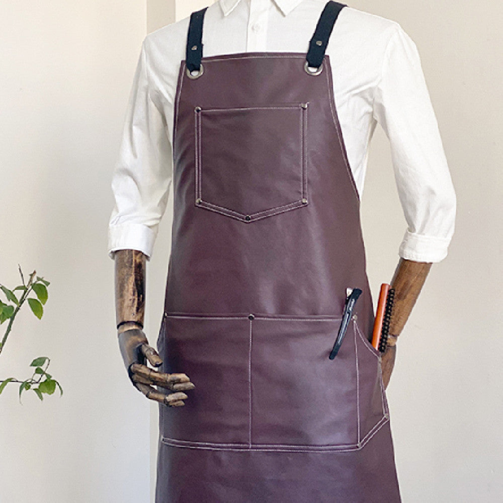 Thickened PU Waterproof And Oil Proof Barista Apron For Men And Women's Restaurants