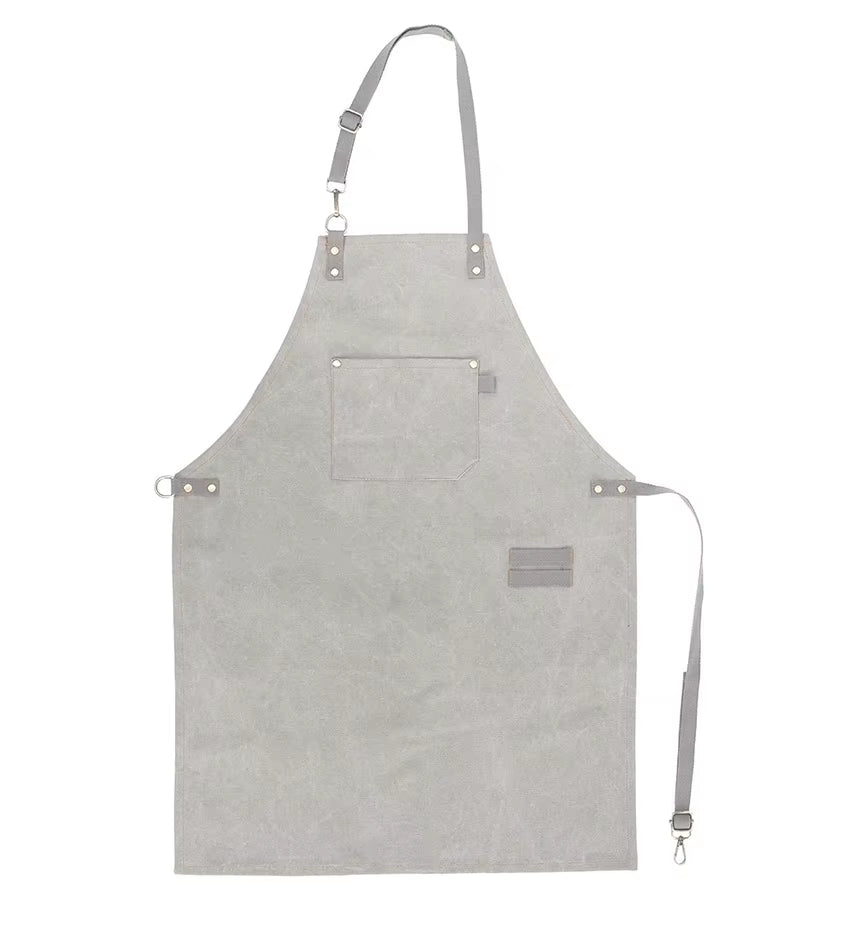 Kitchen Apron Heavy Duty Canvas Barber Work Aprons Unisex Cross Straps Adjustable Salon Hairdresser Bib PU Leather Apron for Men