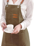 Cotton Cross Back Adjustable Apron [3Rd Generation], Cotton Canvas Cross Back Adjustable Apron with Pockets, M-XXL