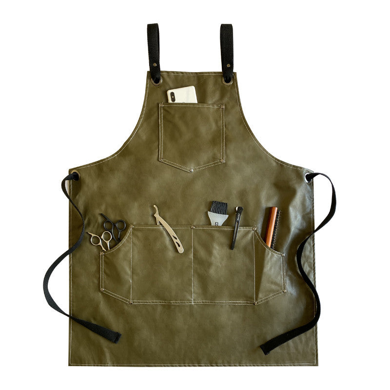 Thickened PU Waterproof And Oil Proof Barista Apron For Men And Women's Restaurants