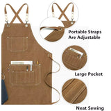 Kitchen Apron Heavy Duty Canvas Barber Work Aprons Unisex Cross Straps Adjustable Salon Hairdresser Bib PU Leather Apron for Men