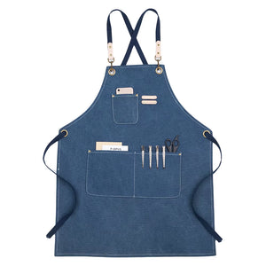 Kitchen Apron Heavy Duty Canvas Barber Work Aprons Unisex Cross Straps Adjustable Salon Hairdresser Bib PU Leather Apron for Men