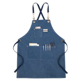 Kitchen Apron Heavy Duty Canvas Barber Work Aprons Unisex Cross Straps Adjustable Salon Hairdresser Bib PU Leather Apron for Men