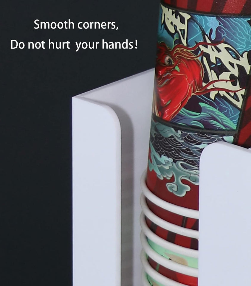 Disposable Paper Cup Dispenser, Acrylic Coffee Cup and Lid Storage Organizer Hol